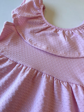 VESTIDO MG BAB CEREJAS BARRAS TEXT ROSA CLARO