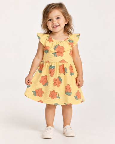 VESTIDO BAB GL EST FLORES SMILE AMARELO
