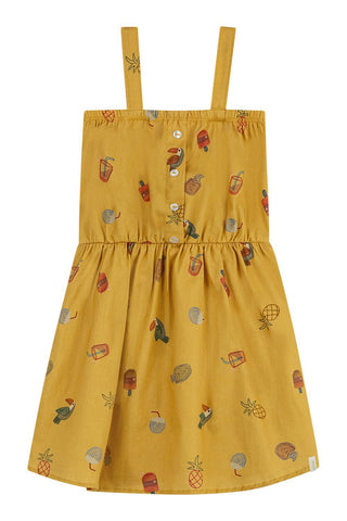 VESTIDO ALCA ELAST COS EST TROPICAL AMARELO MOSTARDA