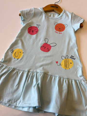 VESTIDO MC EST BICHINHOS BAB BARRA AZUL CLARO