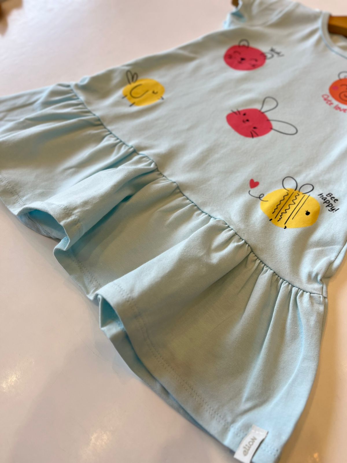 VESTIDO MC EST BICHINHOS BAB BARRA AZUL CLARO