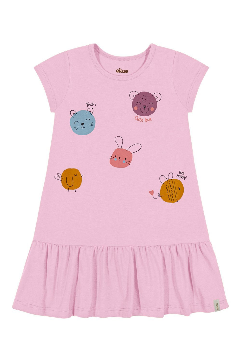 VESTIDO MC EST BICHINHOS BAB BARRA ROSA CLARO