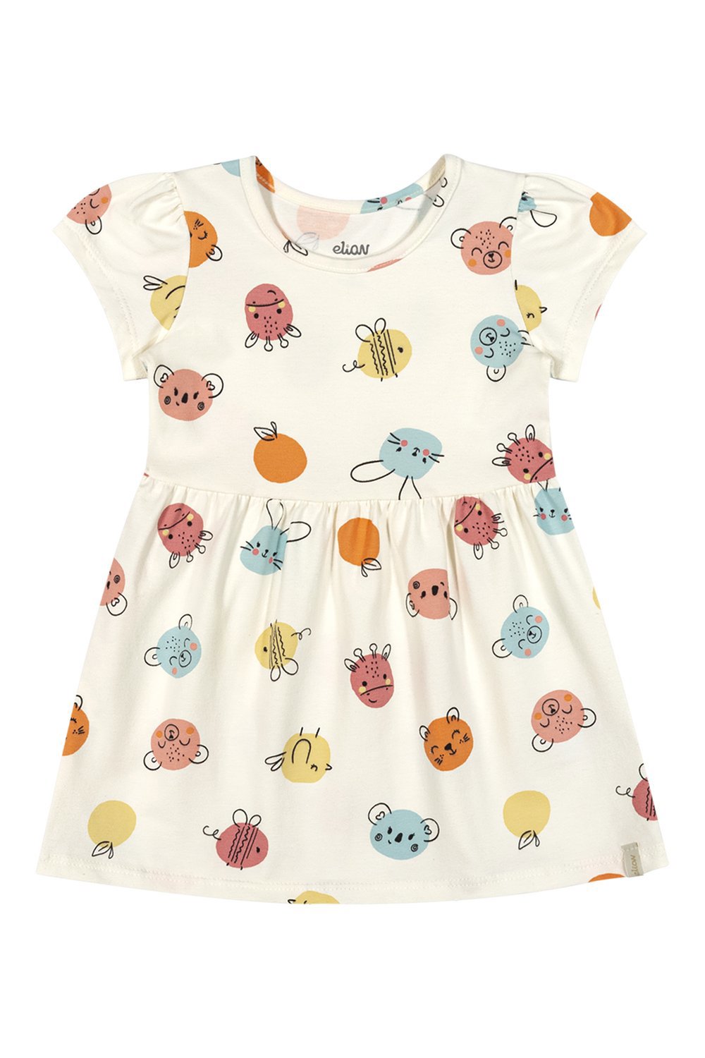 VESTIDO MC EST BICHINHOS E FRUTA OFF WHITE