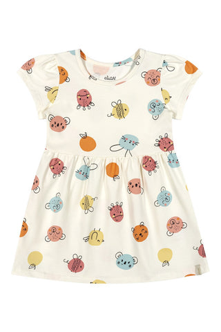 VESTIDO MC EST BICHINHOS E FRUTA OFF WHITE