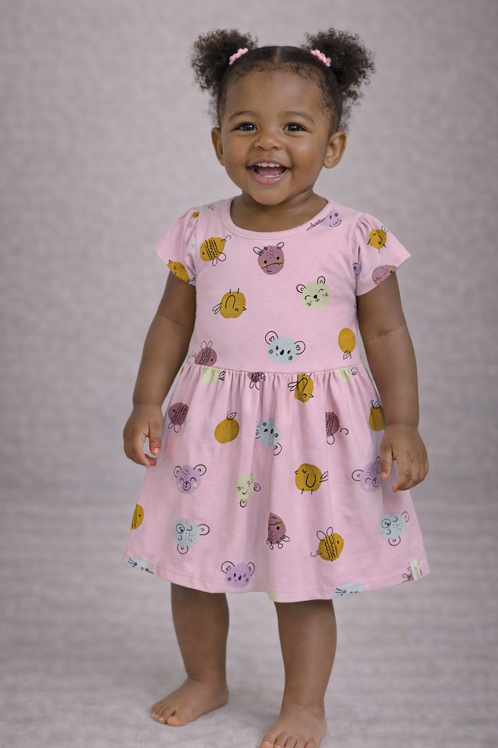 VESTIDO MC EST BICHINHOS E FRUTA LILAS CLARO