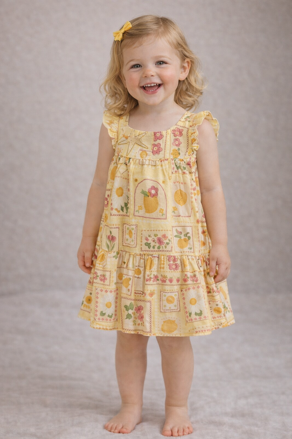 VESTIDO ALCA C ELAST EST DIGITAL BARRA AMARELO