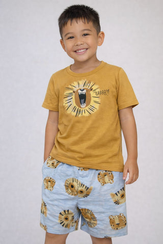 CONJ MAS CAM LEAO GRRR E BERM FLAME AMARELO MOSTARDA