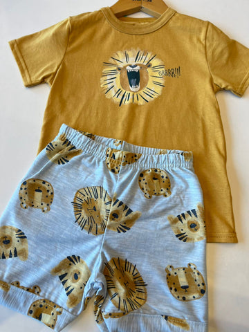 CONJ MAS CAM LEAO GRRR E BERM FLAME AMARELO MOSTARDA