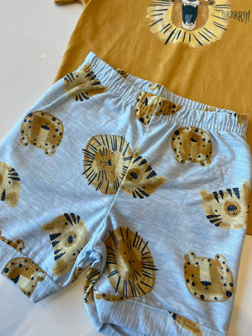 CONJ MAS CAM LEAO GRRR E BERM FLAME AMARELO MOSTARDA