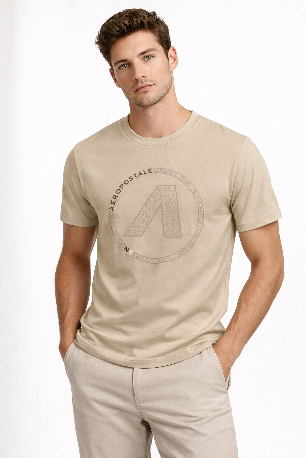 CAMISETA MAS COMFORT SILKADA AEROPOSTALE AREIA