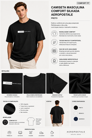 CAMISETA MAS MC COMFORT SILKADA PRETO