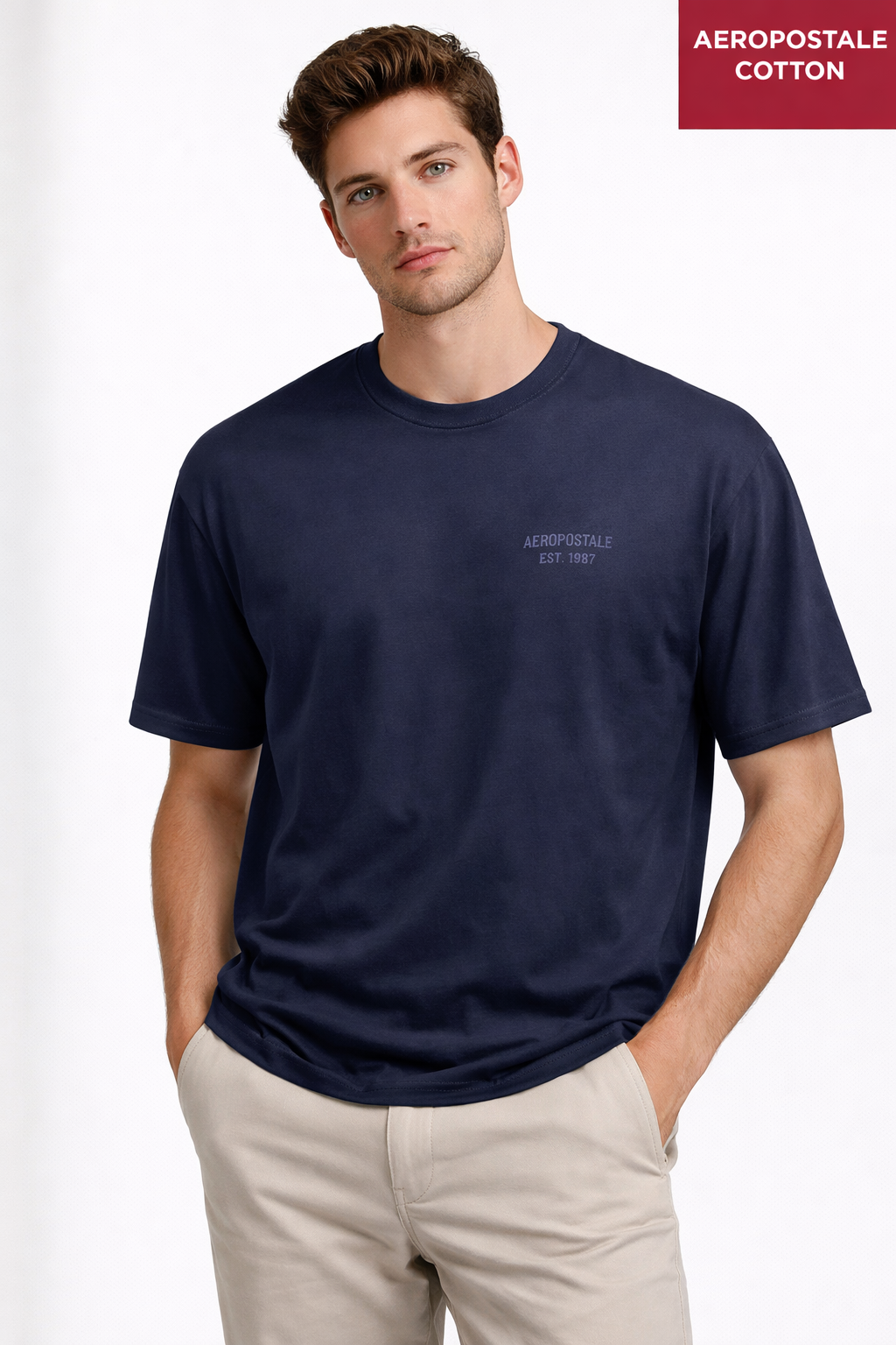 CAMISETA MAS MC COTTON AEROPOSTALE MARINHO