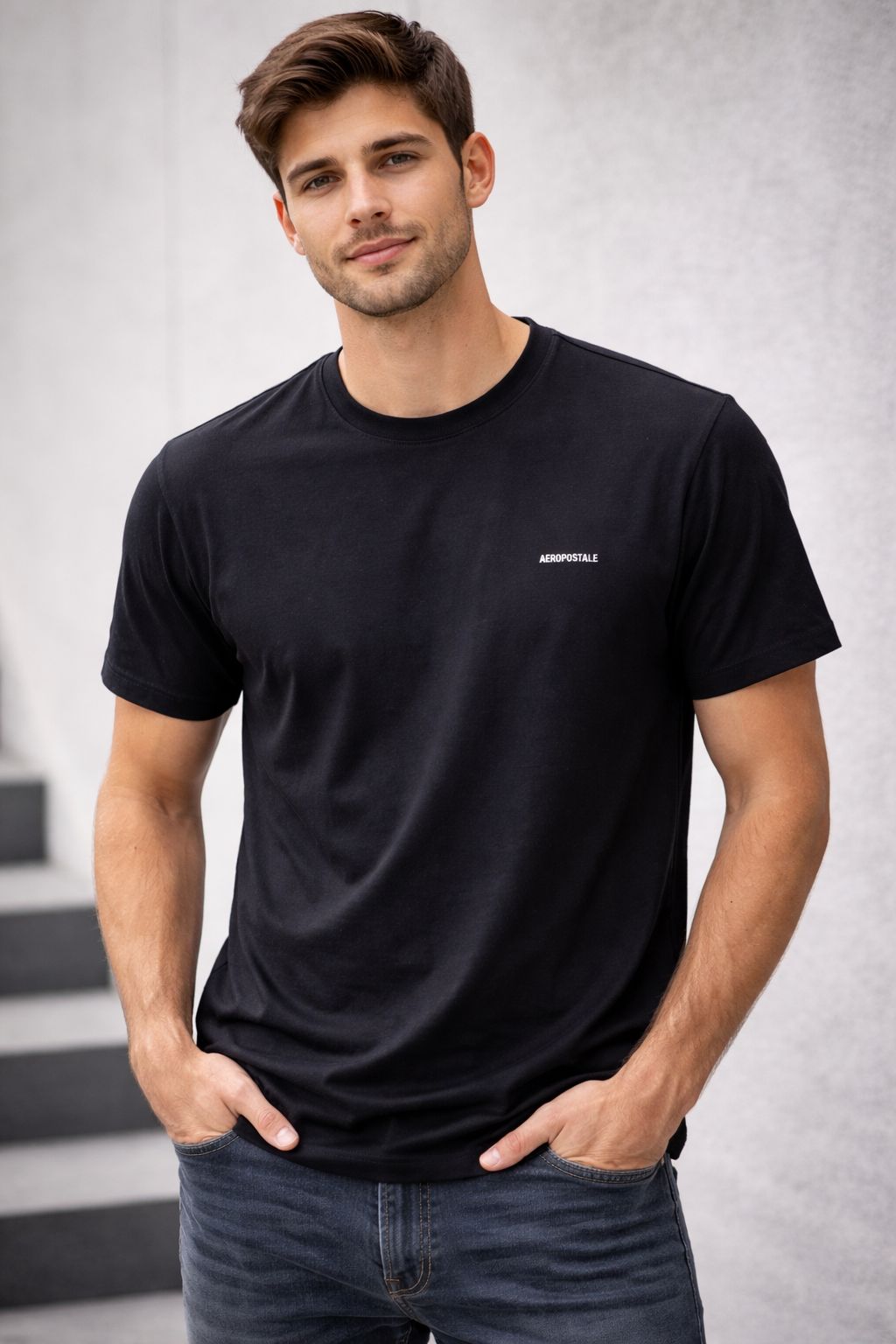 CAMISETA MASC MC A87 AEROPOSTALE PRETO