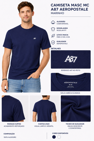 CAMISETA MASC MC A87 AEROPOSTALE MARINHO