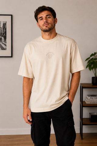 CAMISETA OVERSIZE SILKADA AEROPOSTALE CREME