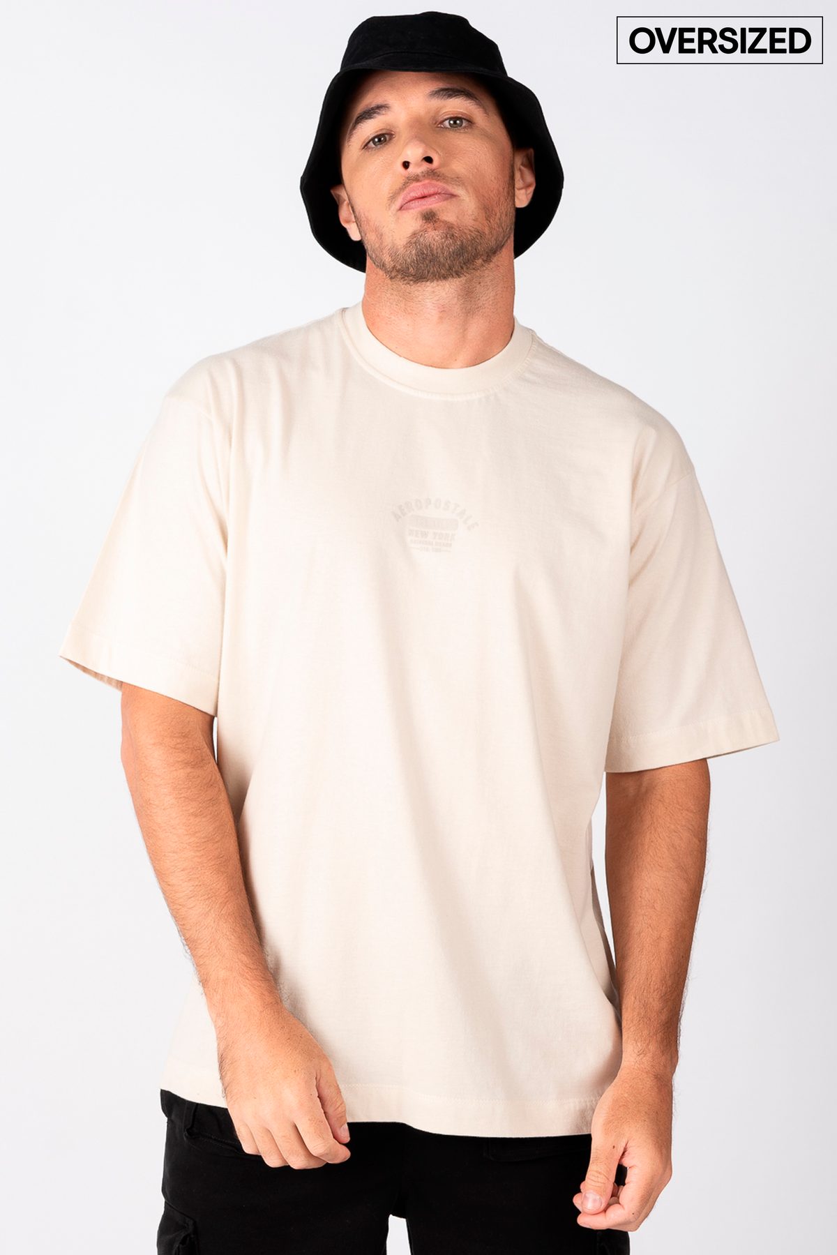 CAMISETA OVERSIZE SILKADA AEROPOSTALE CREME