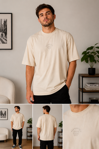 CAMISETA OVERSIZE SILKADA AEROPOSTALE CREME