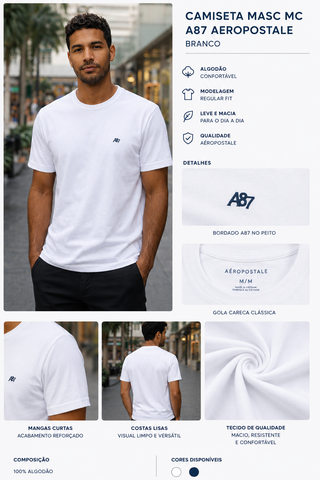 CAMISETA MASC MC A87 AEROPOSTALE BRANCO