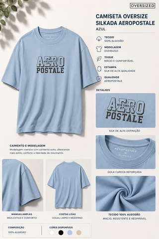 CAMISETA OVERSIZE SILKADA AEROPOSTALE AZUL