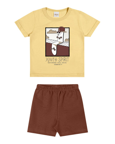 CONJ MAS CAM SKATE BONE E BERM MLT AMARELO