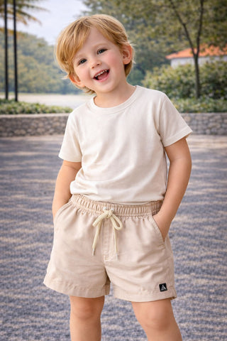 BERMUDA MAS KIDS ALFA PREMIUM VISCOSE BEGE CLARO