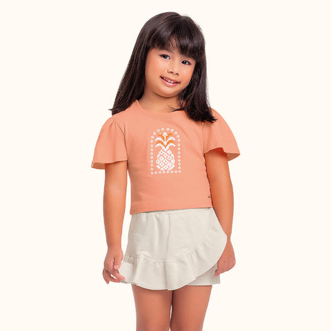 CONJ FEM BL ABACAXI LANT SHORT SAIA MLT LARANJA/BAUNILHA