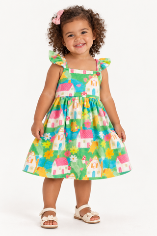 VESTIDO ALCA BAB EST FLORESTA ESTAMPADO VERDE