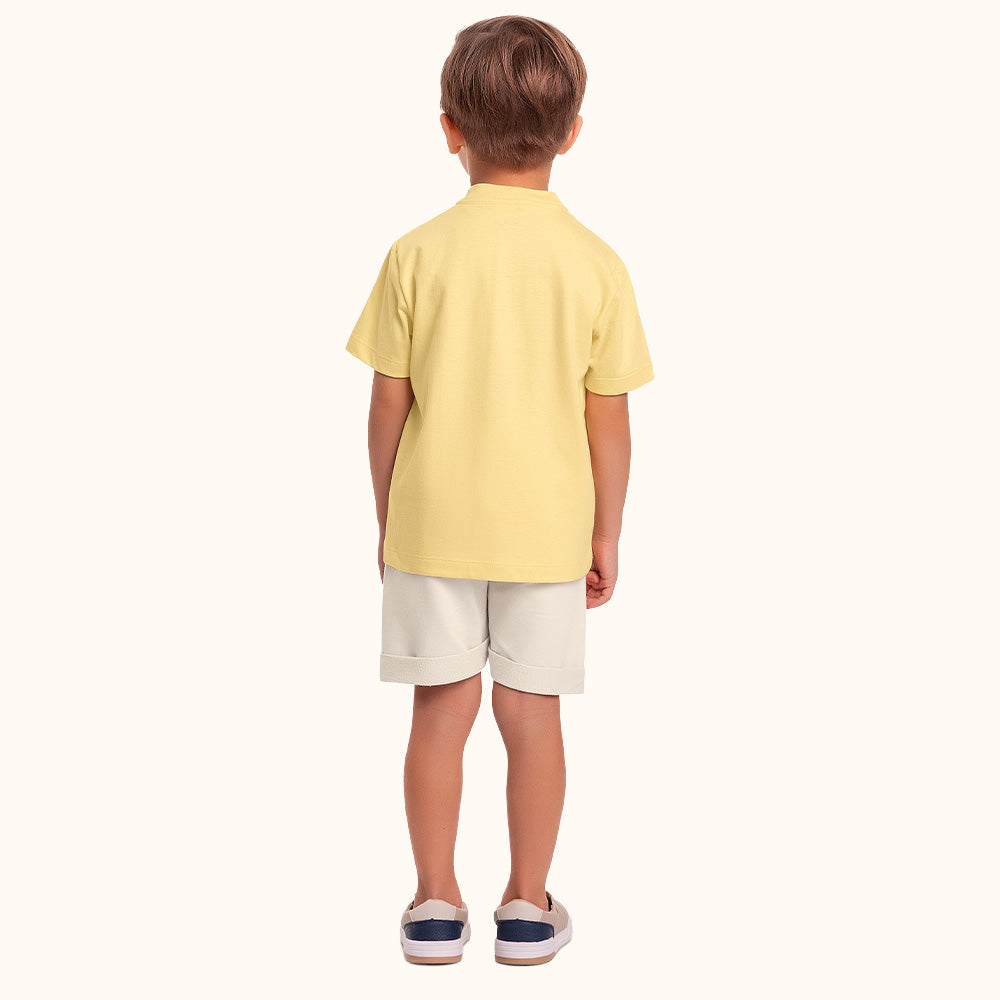 CONJ MAS CAM GOLA PADRE BOT E BERM MLT AMARELO/BAUNILHA