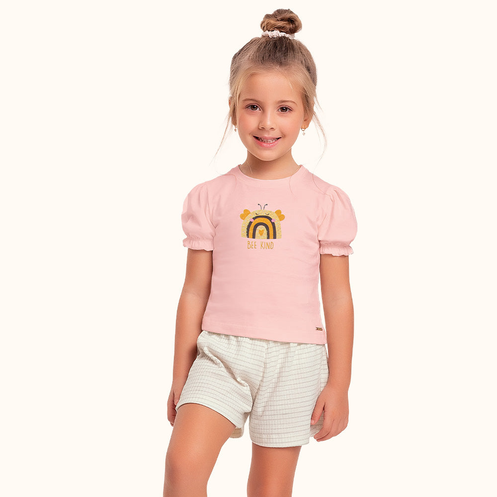 CONJ FEM BL ABELHA LANT SHORT RIB LUREX ROSA/CRU/PRATA