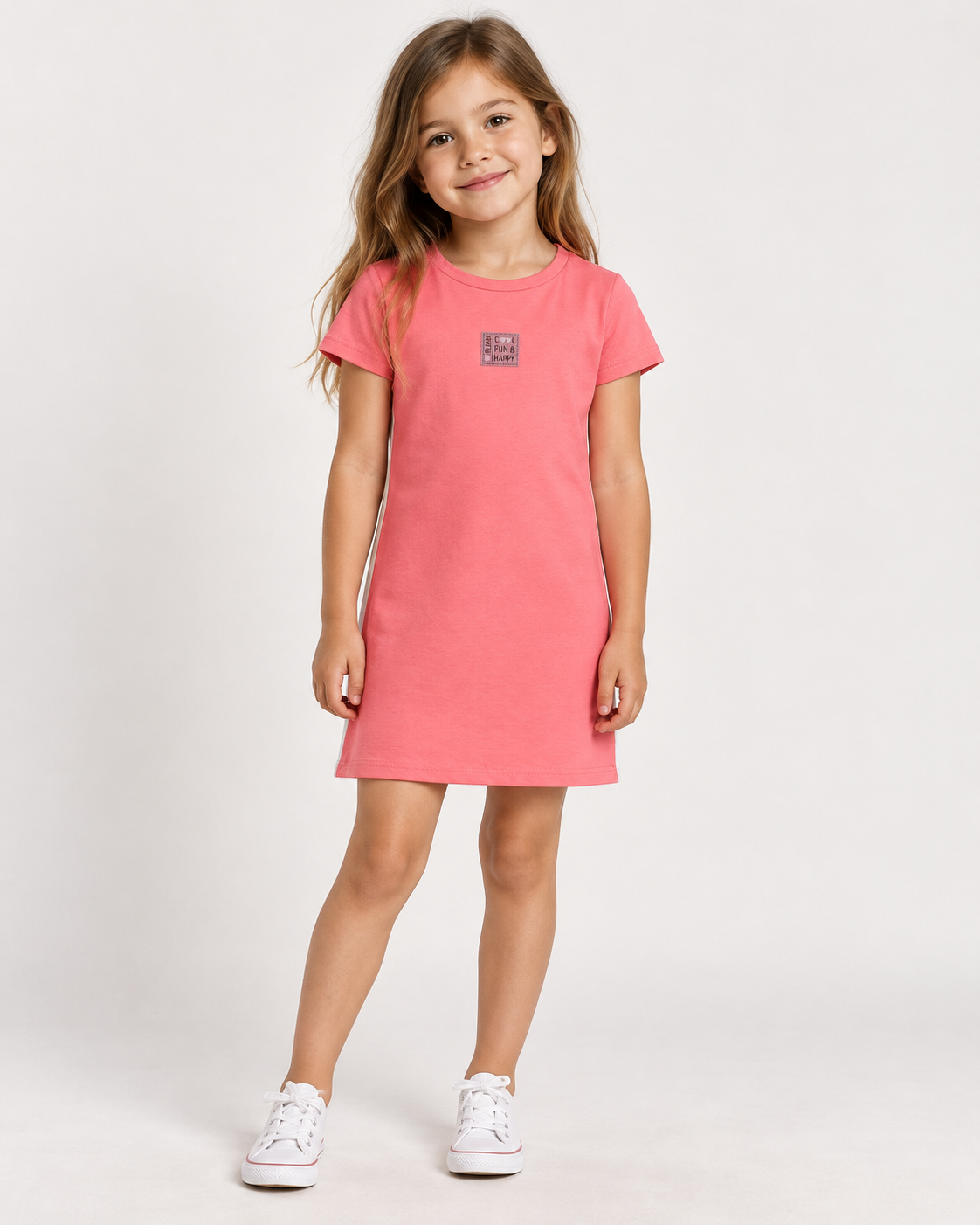 VESTIDO MC MALHA LISTRA LATERAL ELIAN ROSA CLARO