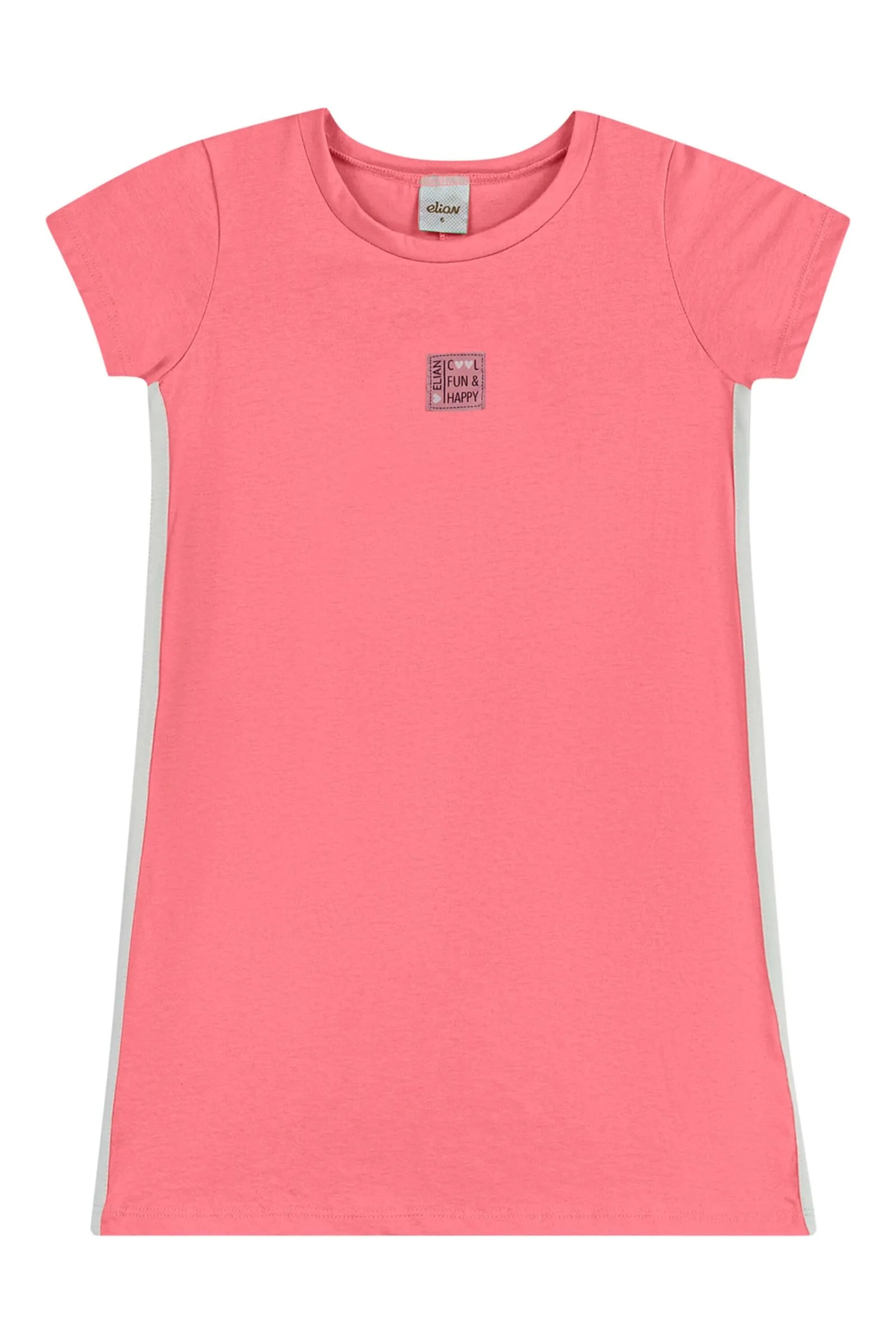 VESTIDO MC MALHA LISTRA LATERAL ELIAN ROSA CLARO