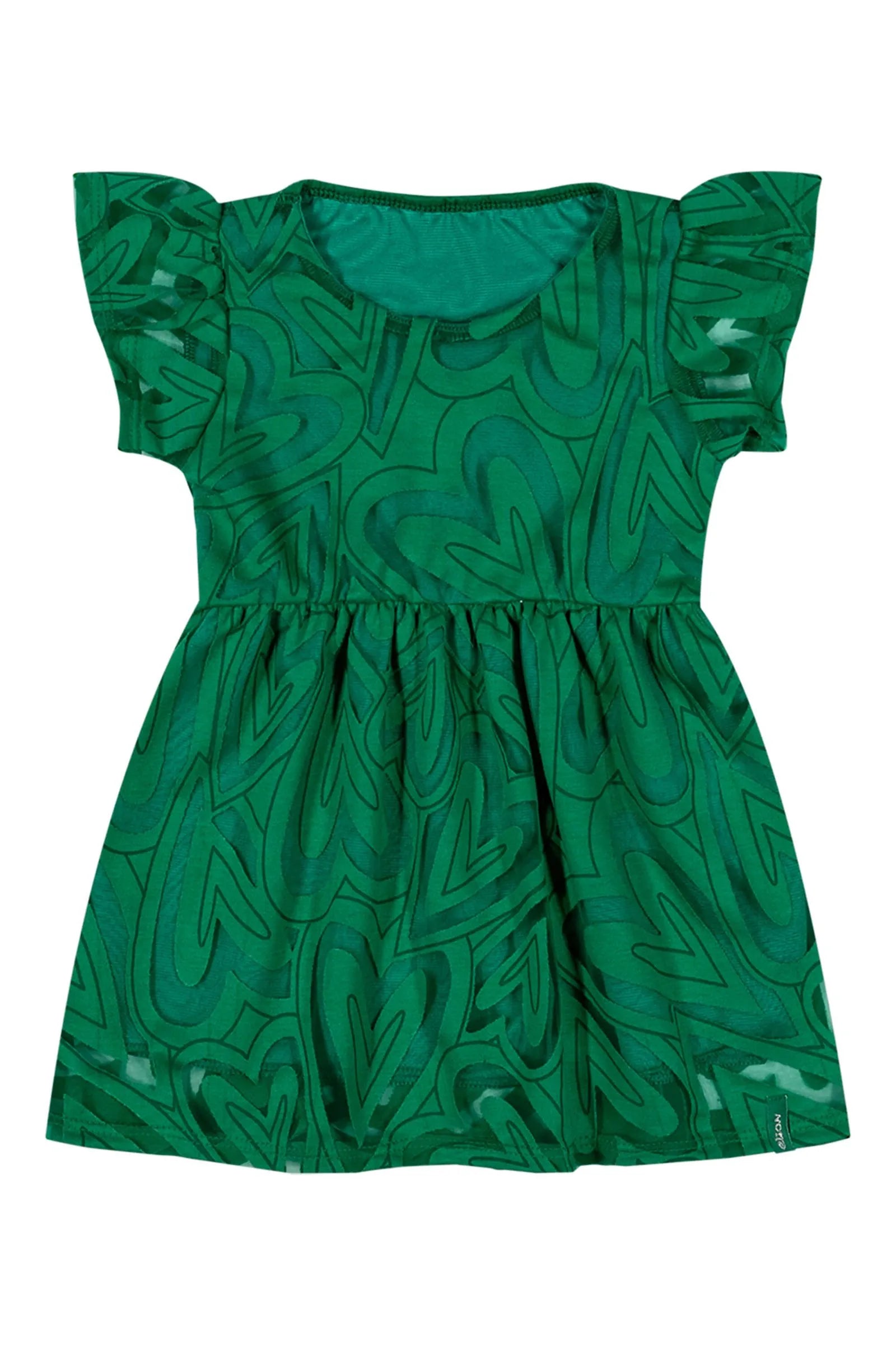 VESTIDO EM TULE DEVORE EST CORACOES VERDE BANDEIR