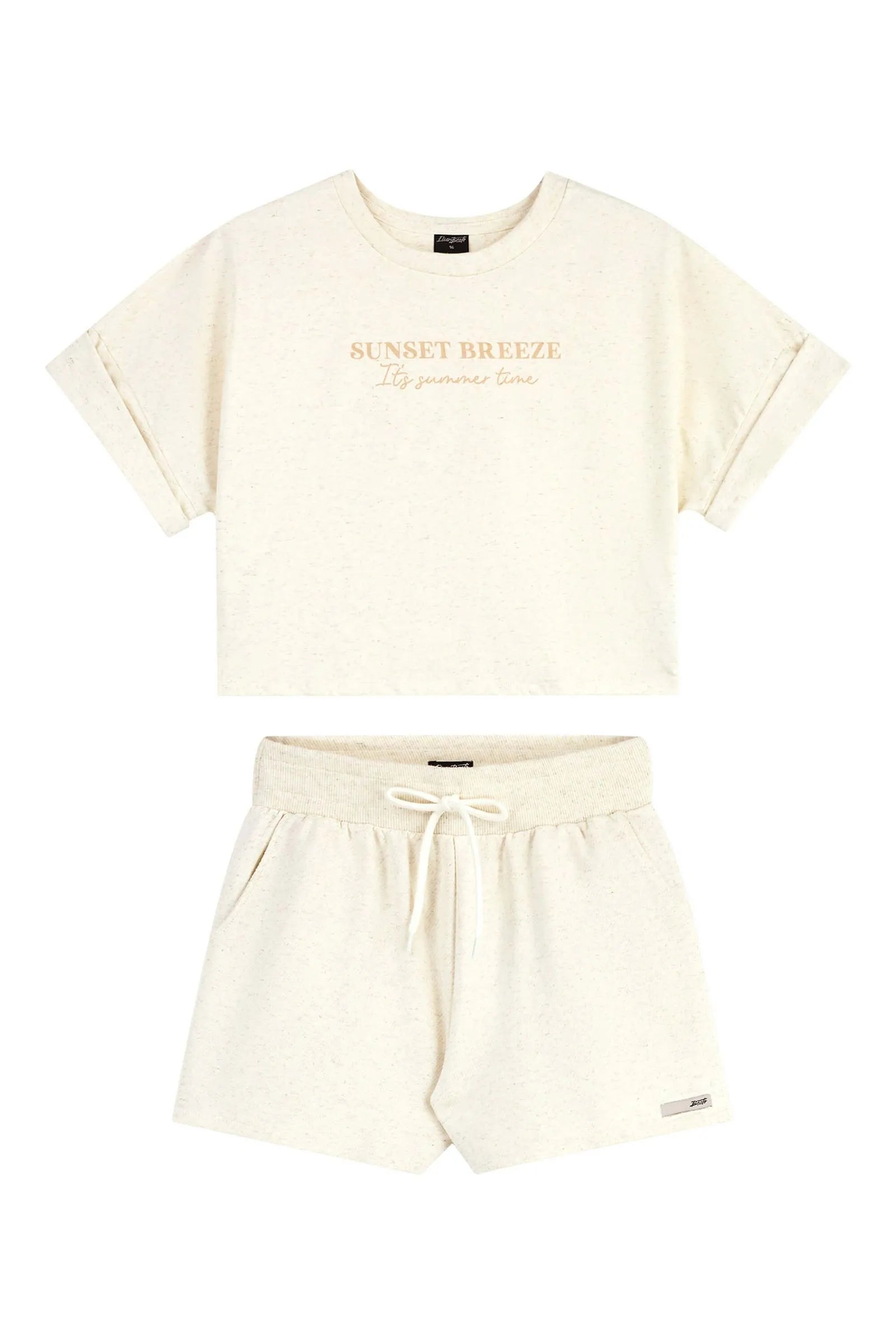 CONJ FEM JUV BL SUNSET E SHORT MLT LINHO OFF WHITE