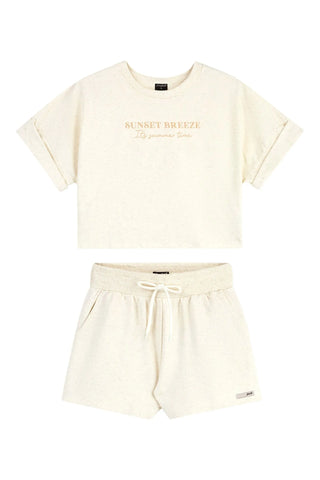 CONJ FEM JUV BL SUNSET E SHORT MLT LINHO OFF WHITE