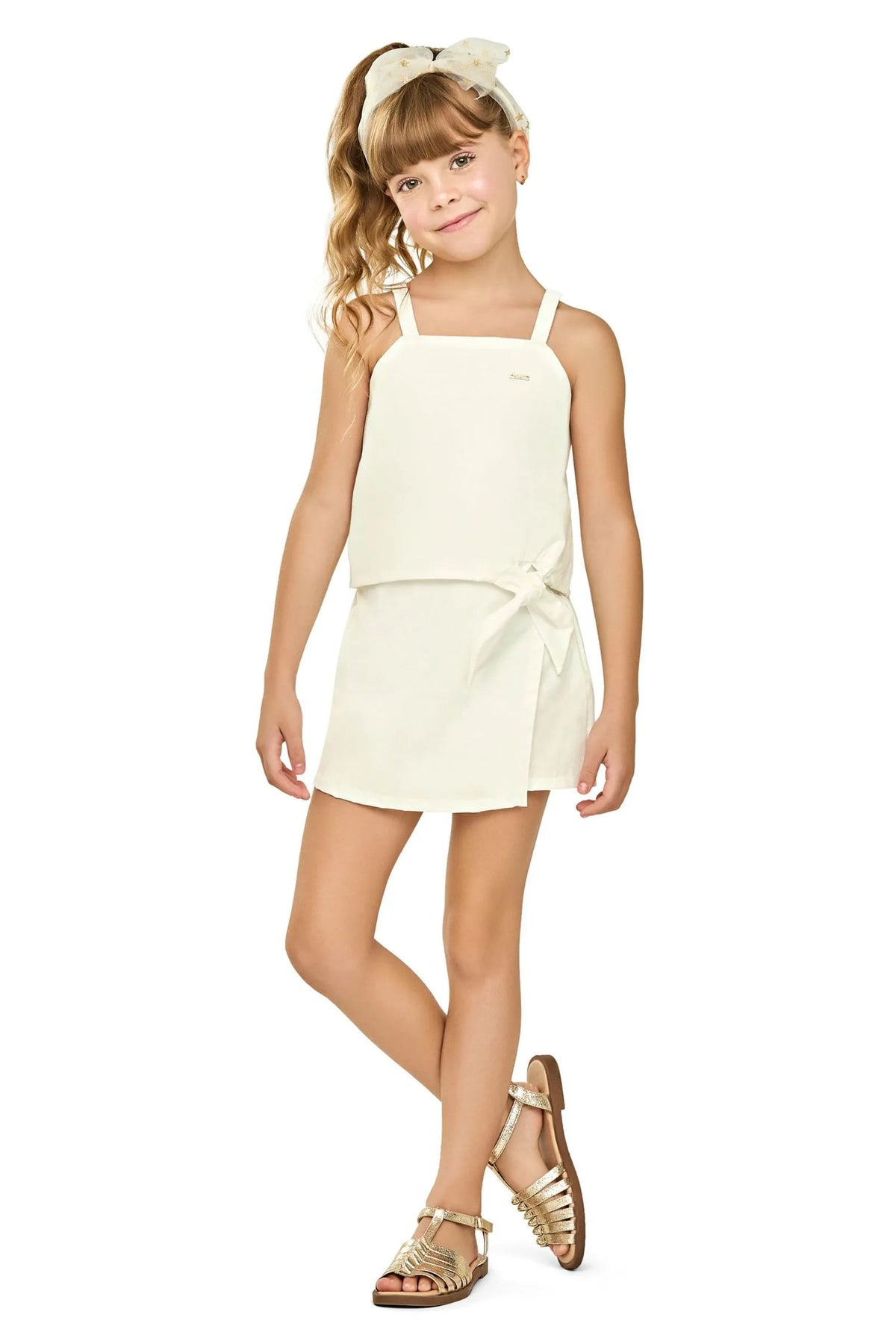 CONJ FEM REG E SHORTS SAIA TRICOLINE BRANCO