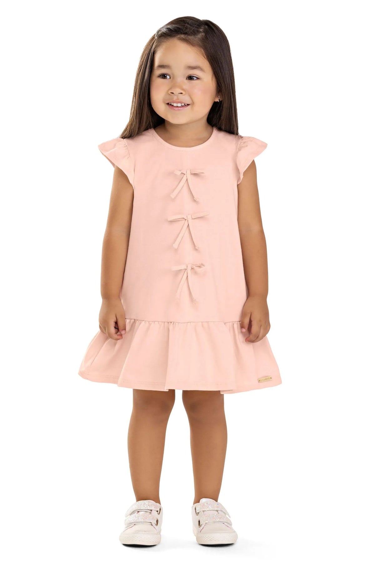 VESTIDO COTTON LEVE DET LACOS FRENTE ROSA CLARO