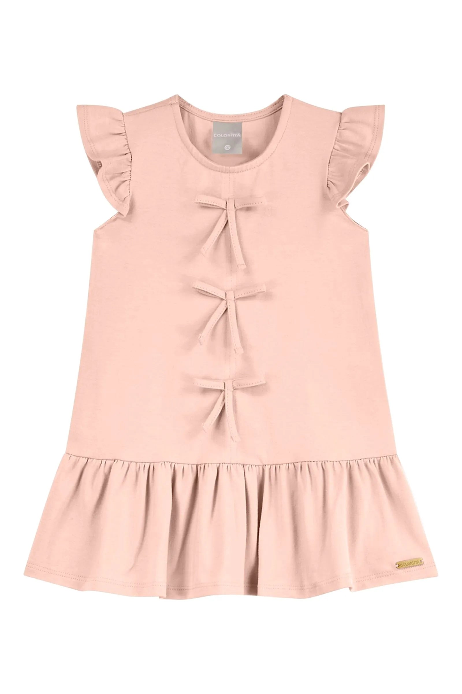 VESTIDO COTTON LEVE DET LACOS FRENTE ROSA CLARO
