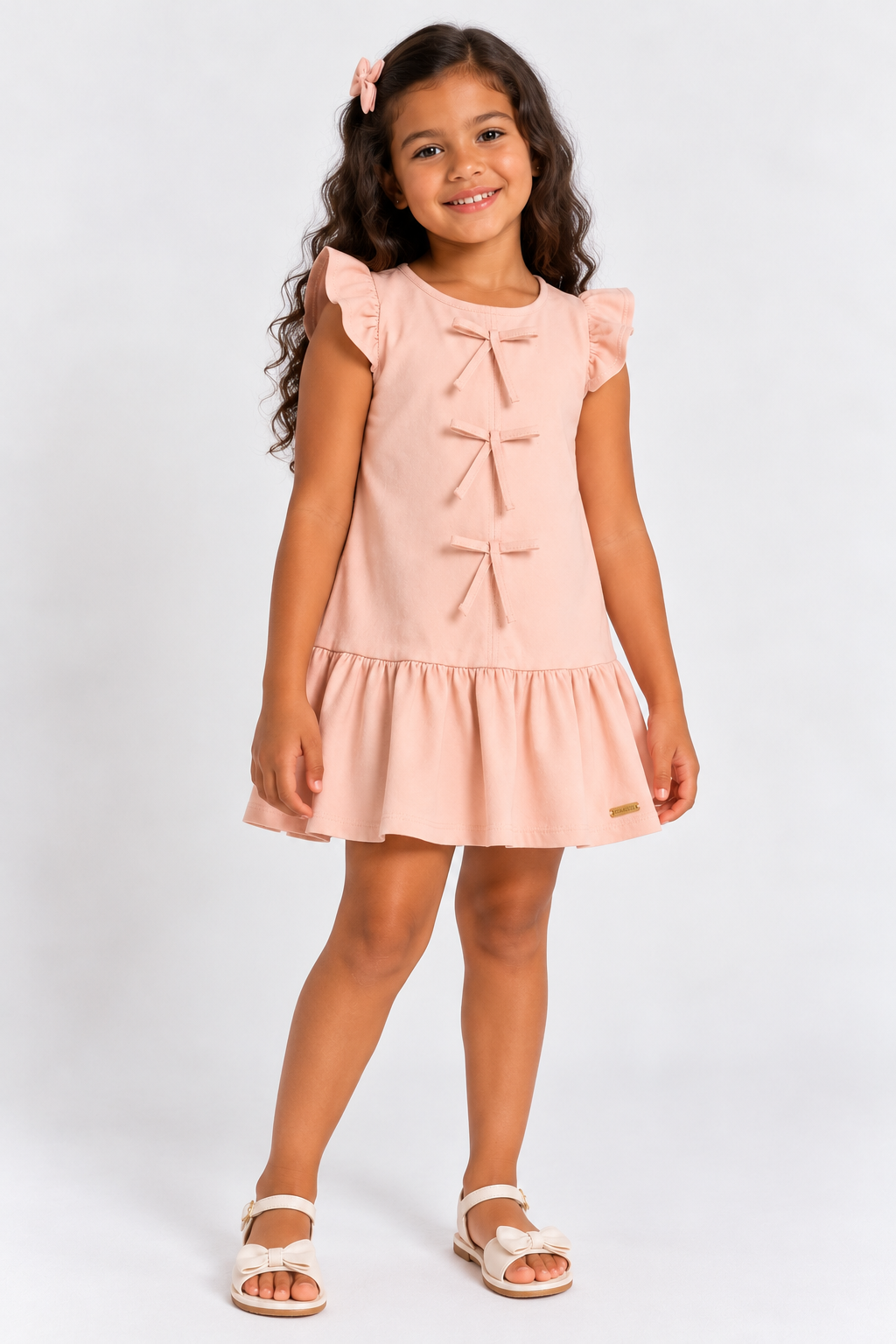 VESTIDO COTTON LEVE DET LACOS FRENTE ROSA CLARO