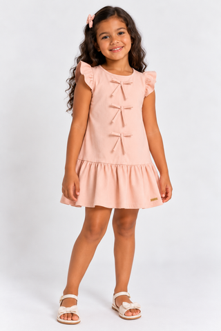 VESTIDO COTTON LEVE DET LACOS FRENTE ROSA CLARO