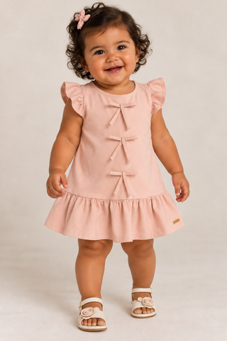 VESTIDO COTTON LEVE DET LACOS FRENTE ROSA CLARO