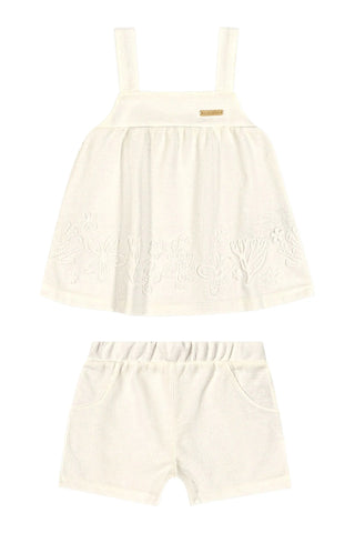 CONJ FEM REG SHORT TRICO MESC BORD BARRA BRANCO