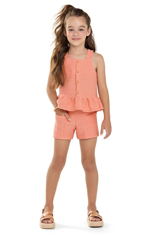 CONJ FEM REG E SHORT MALHA TRICO LINHO SALMAO