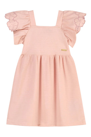 VESTIDO MALHA TEXTURIZ WIND BORD MANGA ROSA CLARO