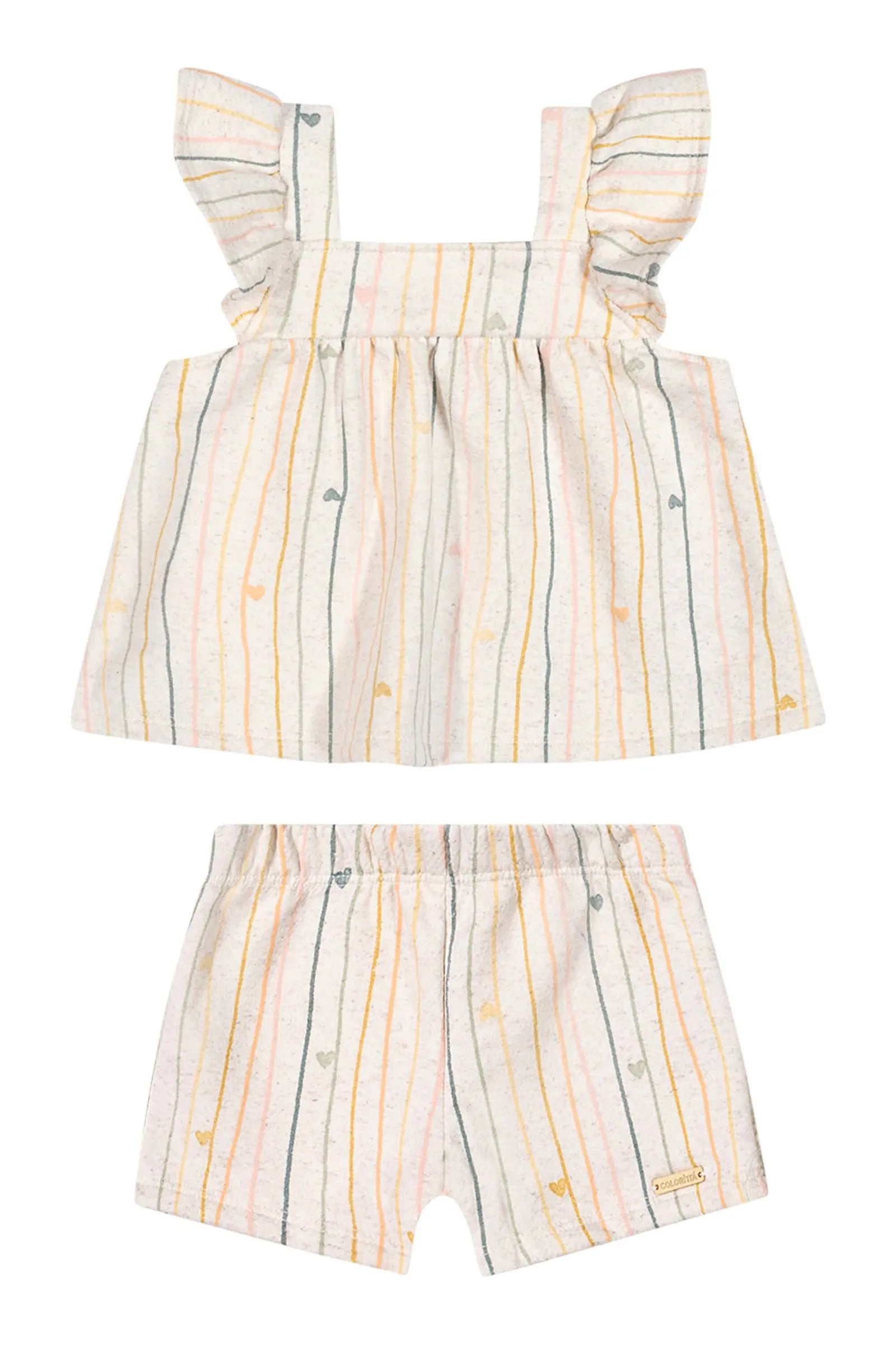 CONJ FEM BL E SHORTS MLT ECO LINHO LIST CRU