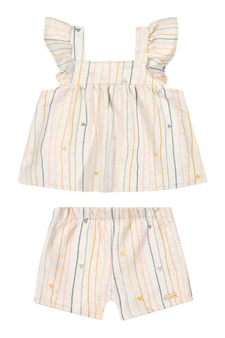 CONJ FEM BL E SHORTS MLT ECO LINHO LIST CRU