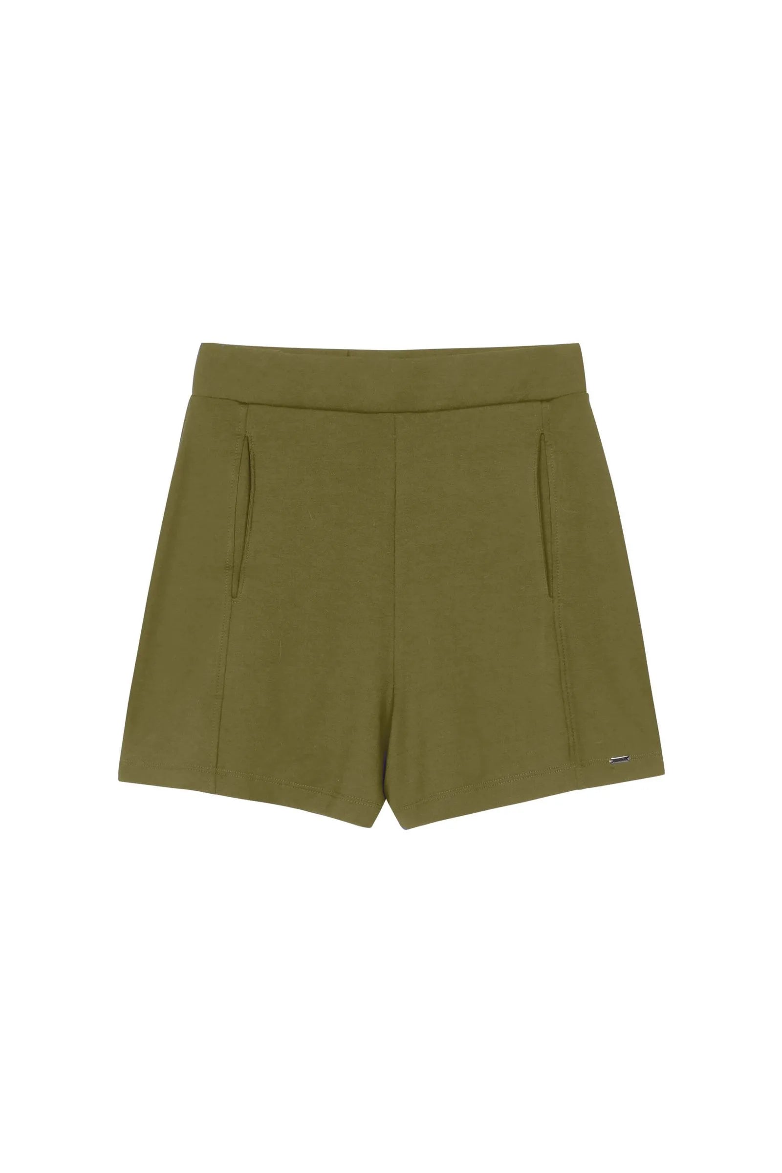 SHORTS FEM MOLETINHO DE VISCOSE C ELAST VERDE PANTANO