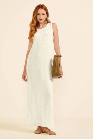 VESTIDO LONGO EM MALHA TRICO CRU