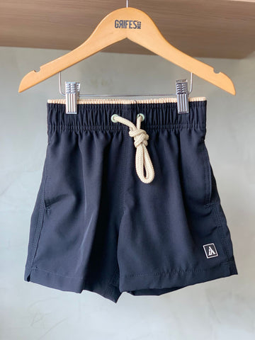 SHORT TACTEL MASC KIDS LISO PRETO/KHAKI