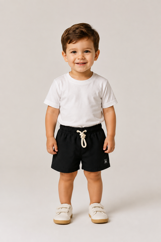 SHORT TACTEL MASC KIDS LISO PRETO/KHAKI