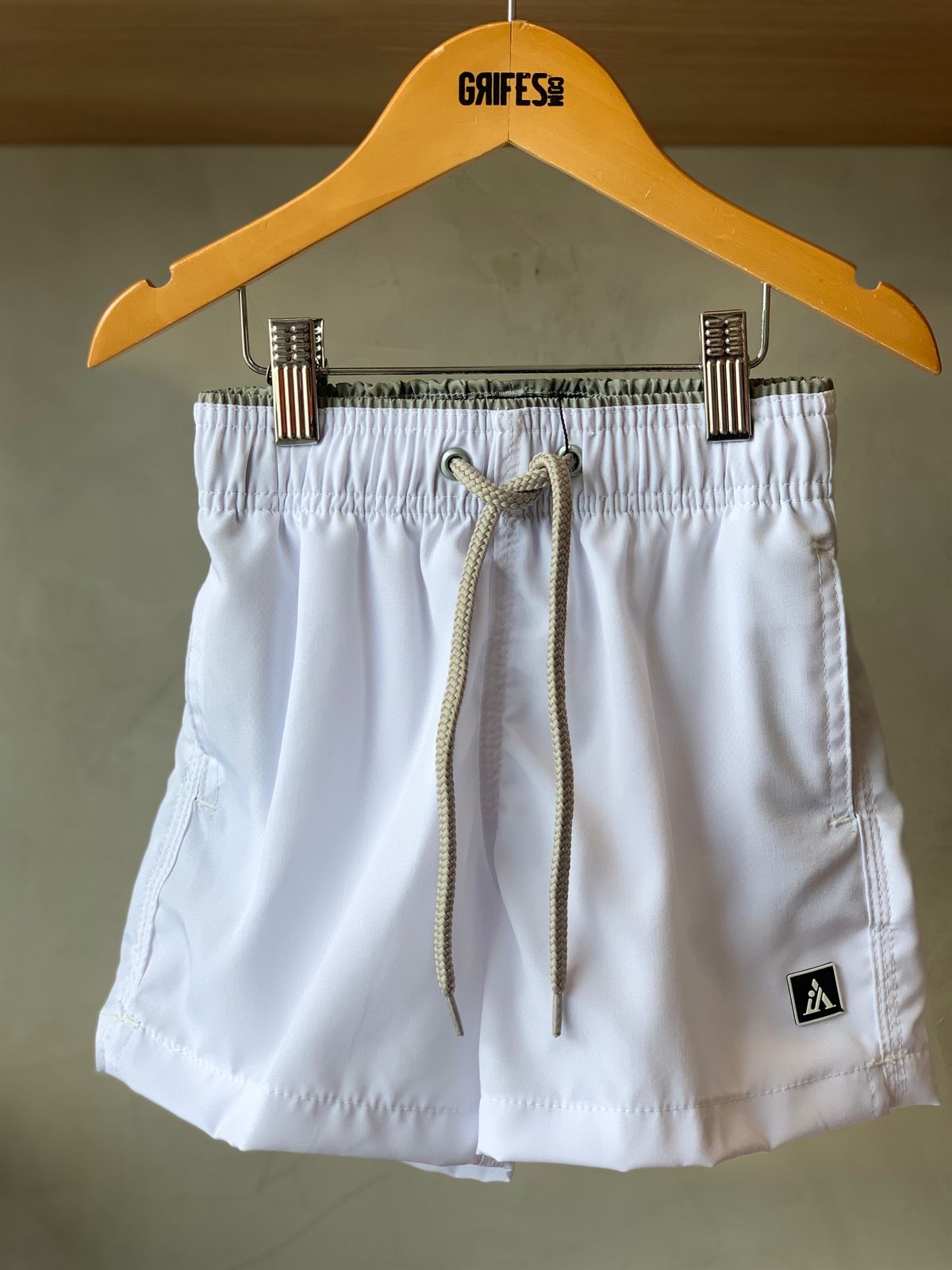 SHORT TACTEL MASC KIDS LISO BRANCO/CINZA